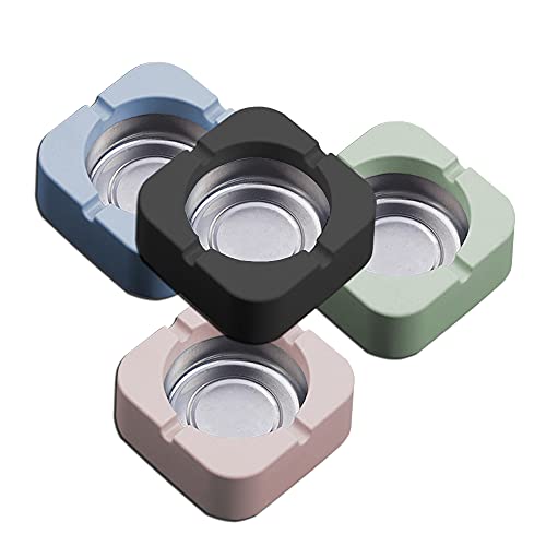 LELE LIFE Ceniceros pequeños de colores surtidos, ceniceros para el hogar con 4 ranuras de descanso, cenicero de mesa para fumar para uso en interiores o exteriores, cuadrado Cover