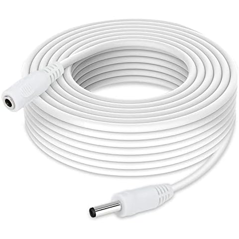 Auroh 5 Meter DC 12V CCTV Power Extension Cable White - 2.1 x 5.5mm Male to Female, Power Supply Adapter Extender Cord for CCTV Security Cameras, DVRs, LED Strips, Routers Cover