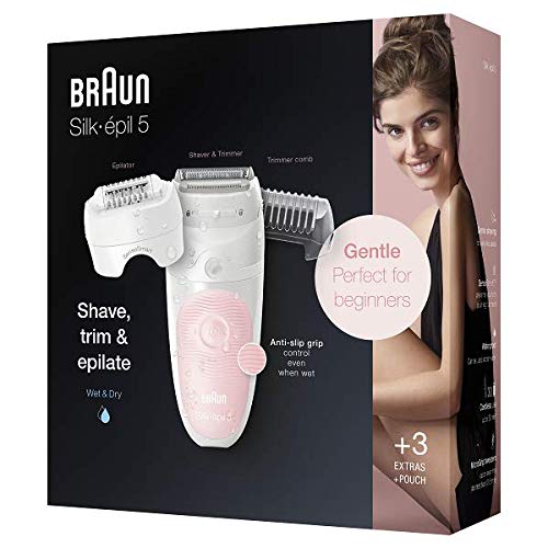 Braun Silk-épil 5 Epilierer Damen für Haarentfernung / Haarentferner, Aufsätze für Rasierer, Trimmer und Massage für Körper, Tasche, 5-620, flamingo - Image 7