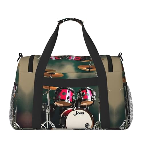 Jazz drum print Weekender Overnight Carry On Bag Gym Luggage Bag Duffel Bag for Travel Women2