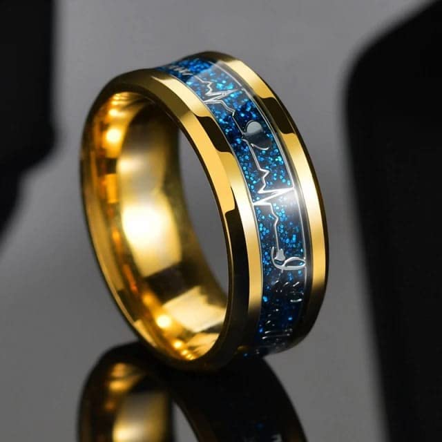 Image of MEENAZ Stainless Steel Stylish adjustable proposal Couple band thumb Silver Platinum Blue combo chain Finger Ring for Men Mens couples gents unisex Boys Boyfriend MEN RINGS-AM084