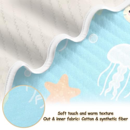 Custom Cute Cartoon Jellyfish Sea Animal Muslin Swaddle Blanket Soft para personalizado Tigers Blankets for Kids for Nursery Stroller Crib 30x40in para Bebes recien nacidos2