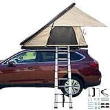 DANCHEL OUTDOOR Rooftop Tent Hardshell, 1-2 Person Waterproof Clamshell Aluminum Roof Top Tent with LED Strip Light for Truck SUV Car Camping Overland Gear
