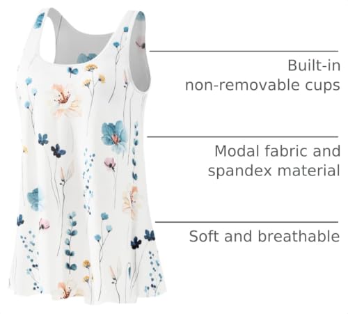 Image of Rosyline Tank Top for Women with Built in Bra Flowy Swing Undershirt Tank Tops S-4XL