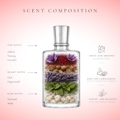 Image of Lucifer Paradyse Perfume: Asura Collection Masculine Perfume | Spicy Saffron, Nutmeg & Lavender, Deep Oud & Patchouli Musk | Seductive Nighttime Eau de Parfum (60 ml)
