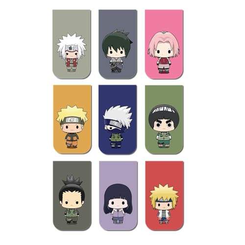 Image of Anime Bookmarks Naruto Chibi - Set of 9 Magnetic Bookmarks | Best Anime Gift for Readers, Book Enthusiast & Anime Fans I Naruto | Sasuke | Sakura | Hinata | Jiraiya (Naruto Chibi)