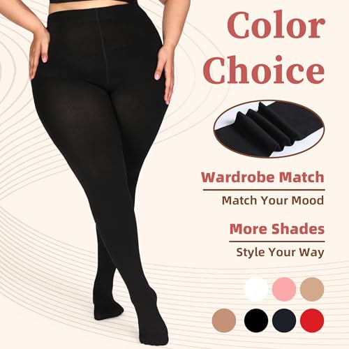 Plus Size Fleece Lined Tights, Thermal Winter Pantyhose for Women Multiple Colors, Sizes Up to 6XL4