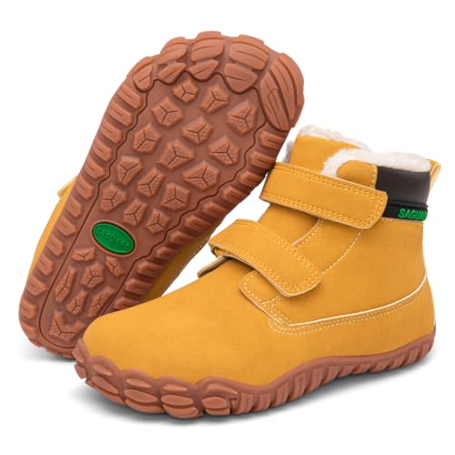 SAGUARO Winter Barfußschuhe Kinder Warm Gefütterte Winterschuhe...
