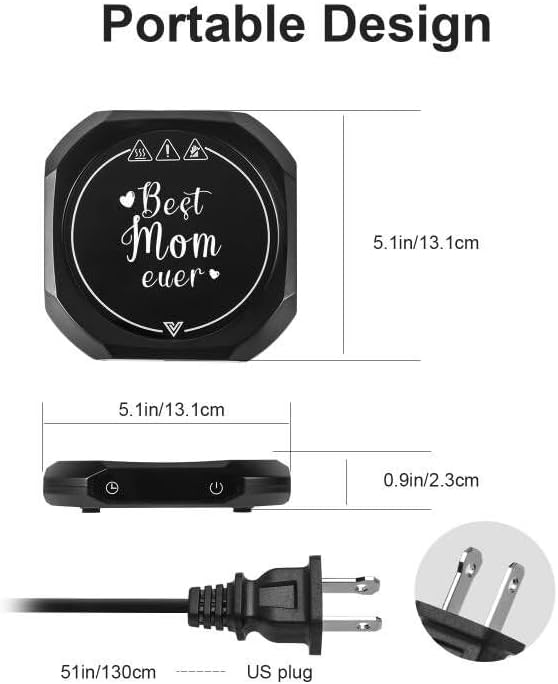 Miniatura 9 de Calentador de tazas de café, calentador eléctrico de tazas con 3 ajustes de temperatura, apagado automático y temporizador de 1 a 12 horas,