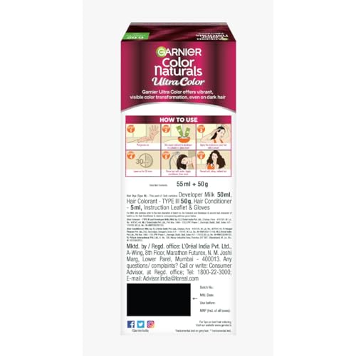 Image of Garnier Color Naturals Ultra Shade 6.62 Cranberry Red, 55ml + 50g