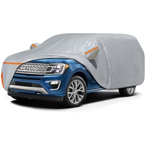 Image of Car Cover for 1997-2026 Ford Expedition /Lincoln Navigator SWB, Waterproof Custom-fit All Weather Sun Rain UV Dust Snow Protection Outdoor Expedition Car Cover with Door Zipper and Cotton Lining-Grey