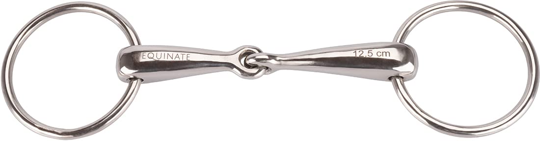 Equinate Wassertrense Edelstahl 18mm einfach gebrochen - Anatomisch geformtes maulfreundliches Gebiss mit sanfter Einwirkung - Lasergravierte Größenangabe