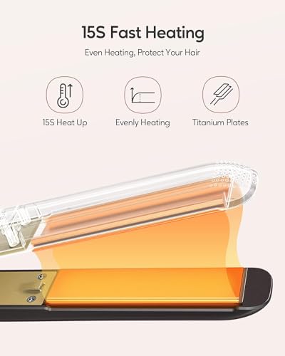 Plancha para el cabello profesional con revestimiento en nano-titanio, plancha 2 en 1 para alisar el cabello y darle brillo, plancha dual voltaje miniatura 4