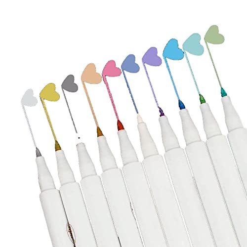 Sulfar Metallic Markers Painting Pen Set - 10 Colors Calligraphy Pens for Card Making, Drawing, Lettering and Wine Glass Decoration |Non-Toxic, Water-Based Ink (Multicolor)