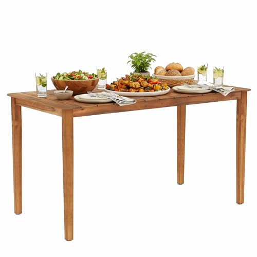 Tangkula 54' Acacia Wood Patio Dining Table for...