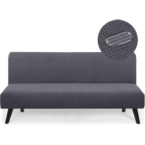 Funda Sofa Cama Sin Brazos Elástica, Fundas De Clic Clac 3 Plazas Sofa Cama Plegable Protector Ajustables Antideslizante Universal para Dormitorio Y Salón(Gray,47-61in/120-155cm)