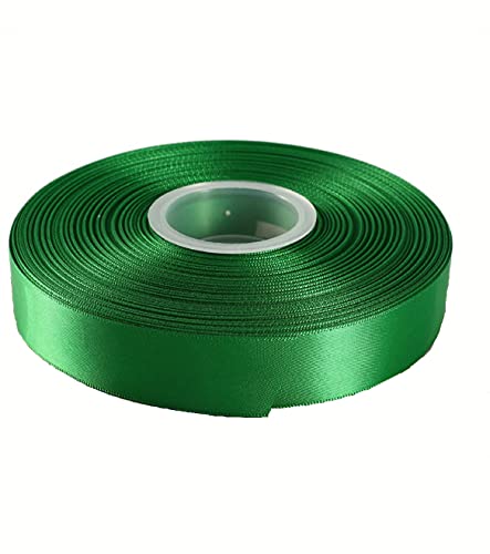 Cinta de satén de poliéster de doble cara, 23 metros, perfecta para bodas, envolver regalos, hacer lazos y otros proyectos (6 mm x 23 m, verde esmeralda)