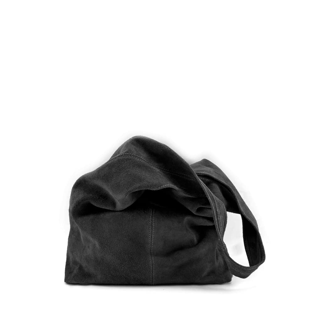 MODELISA - Borsa sacco in pelle scamosciata Shopper Made In Italy Donna