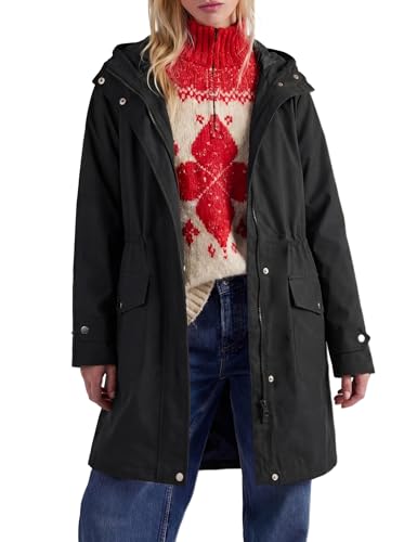 Bloggerlove Rain Jacket for Women Waterproof with Hood Trech Coat for Women Lightweight Raincoats Long Windbreaker Black, XL