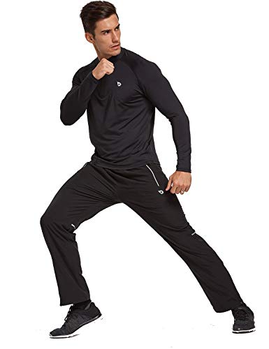 BALEAF Men's 1/4 Zip Long Sleeve Running Shirts Lightweight Pullover Quick Dry Zipper Pocket Heather Gray Size M