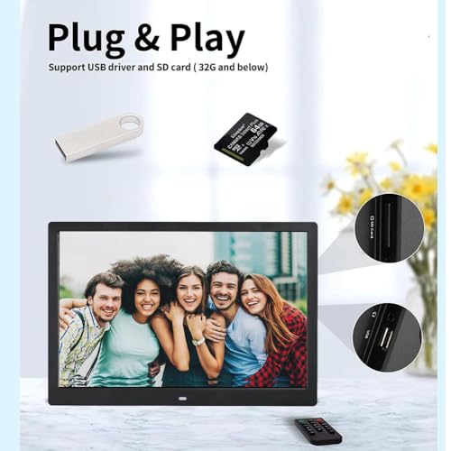 Image of Miracle Digital 12-inch HDMI Hi-Def Digital Photo Frame with Mirror Glass Finish, 8GB Built-in Memory, 2GB RAM, USB /SD Card Support, Remote Control, Stereo Speakers, and Video /Photo Slide Show