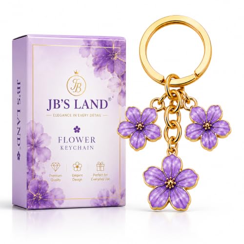 Image of JB'S LAND Floral Charm Keychain Vintage Flower Metal Key Ring for Women | Bag Charm Pendant, Backpack & Car Key Holder, Aesthetic Design, Friendship Gift, For Women & Girls