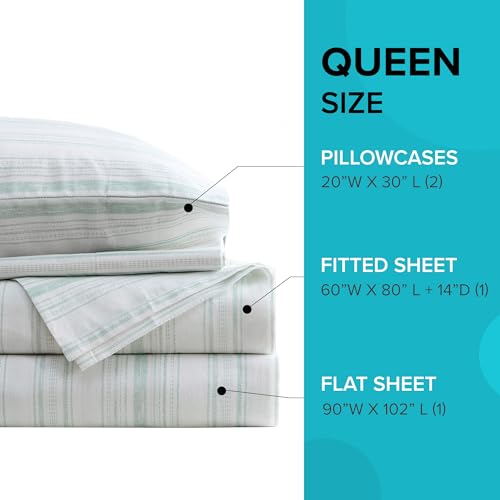 Image of Comfort Spaces 100% Cotton Percale Sheets Queen Sheet Set 4 Pcs, Good Vibes