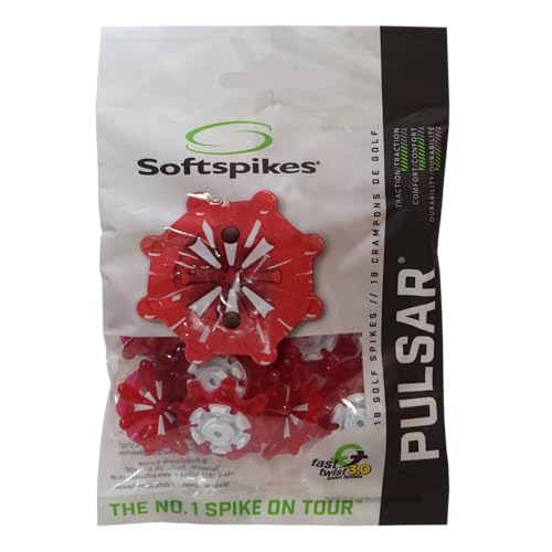 SOFTSPIKES Golf Spikes Fast Twist 3.0 Softspikes Pulsar Golf Cleats, Red, Clamshell US