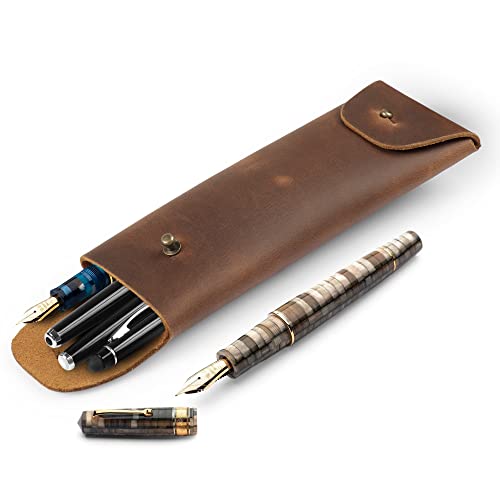 Londo Genuine Leather Snap Cover Retro Pen And Pencil Case (Mink) #TOP3