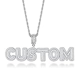 HDMENC Custom Letter Pendant Small Baguette Name Necklace Men and Women Cubic Zirconia Charm Pendant