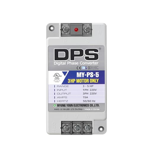 Image of DPS Single to 3 Phase Converter, My-PS-5 Model is Used for a 3HP(2.2kW) 9Amps 200-240V 3 Phase Motor, Input /Output 200V-240V, UL /CE Certified