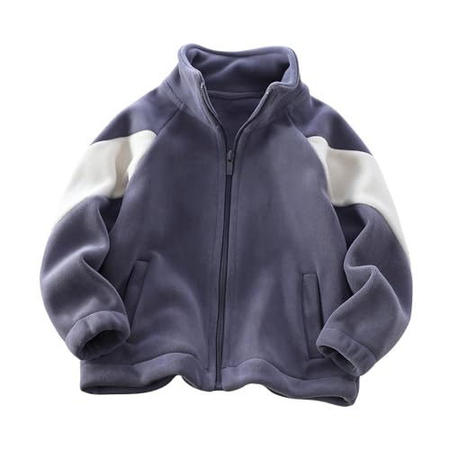 Girls Zip Up Polar Fleece Jacket Color Block Warm Soft Mock Jackets Lightweight Fuzzy Sherpa Kids Outerwear 3-13 Years