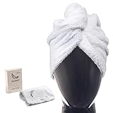 SELARUS 100% Turkish Cotton Hair Towel Wrap for Women,Non Microfiber,400-GSM(Grams per Square Metre),AntiFrizz,Hair Plop Towels for Curly,Long&Thick Hairs,Turban Head Wrap,1Pack10x26inc