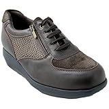  Pinosos 7777 - Scarpe in pelle marrone e nere, con lacci e cerniera speciale piedi diabetici e soletta rimovibile, Nero , 40 EU