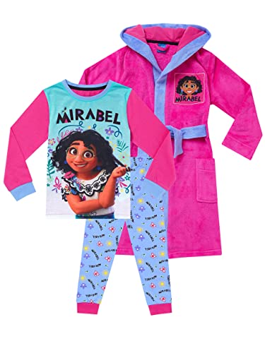 Disney Mädchen Schlafanzug und Bademantel Set Encanto Rosa 152