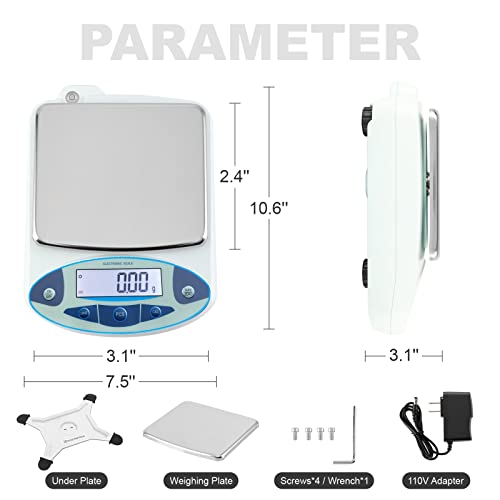 Reshy Lab Scale 5000G X 0.01G High Precision Digital Analytical 0.01G Accuracy Balance Laboratory Lab Precision Scale Scientific Scale Jewelry Scale Digital Kitchen Food Scale #TOP1