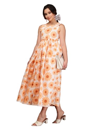 Image of Dress for Women | New Rayon Floral Printed Flared Maxi Dress for Women & Girl's