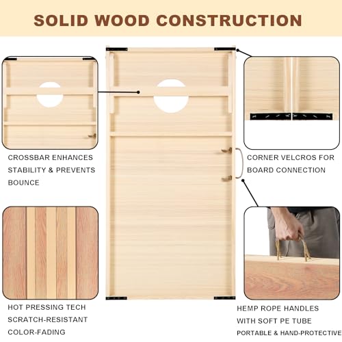Image of Sportdo 4x2 ft Solid Wood Cornhole Set with 8 Bean Bags, Regulation Size Cornhole Board Set for Adults, Cornhole Game Set for Tailgate Backyard Toss Games Indoor&Outdoor Activities