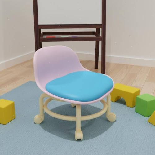 Image of Rolling Stool Wheels Kids Rolling Stool Easy to Move Roller Seat for Entryway, Living Room