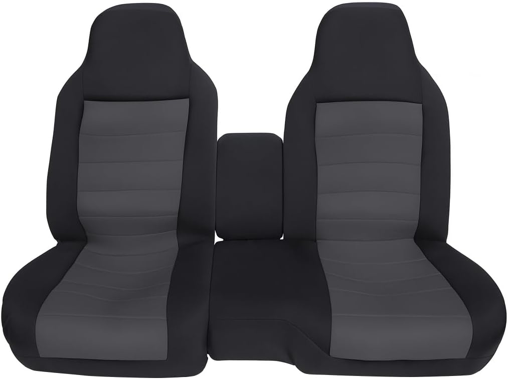 NLQR Dark Gray Front Seat Covers fit for Ford Ranger Pickup 2004-2012, Front 60/40 Cloth High Back Bench Seat Cover, Without Console Cover