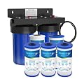 Waterdrop WHF21-PG 5 Micron 2-Stage Whole House Water Filtration System, with 10" x 4.5" Sediment Filer and Carbon Filter, Highly Reduce Chlorine, Lead, Taste and Odor, 1" Inlet/Outlet