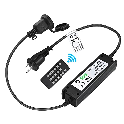 Newpow Outdoor Dimmer for String Lights Max 360W, Timer Switch(6H&8H) Auto Daily Cycle, Brightness Memory Function, IP67 Waterproof, 60Ft Remote Range for Dimmable Outdoor String Lights, Floor Lamp
