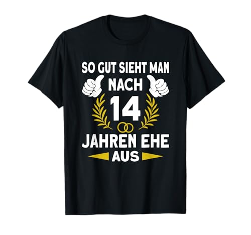 Ehemann Ehefrau 14 Hochzeitstag Elfenbeinhochzeit T-Shirt