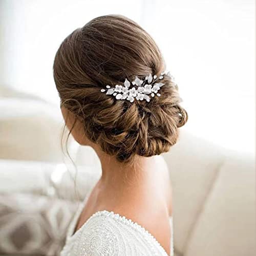 Unicra Pettine per capelli da sposa con fiori in