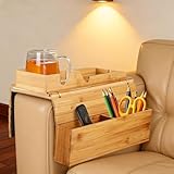 Vassoio Da Bracciolo Per Divano in Bambù, Pieghevole, Con Superficie Antiscivolo, 25 Cm, Supporto Per Snack E Dispositivi