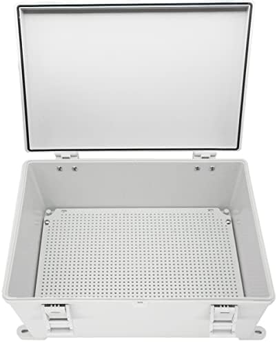 Zulkit Junction Box ABS Plastic Waterproof IP65 Electrical Boxes Hinged Shell Outdoor Universal Project Enclosure with Mounting Plate and Wall Brackets Grey 15.7x11.8X 7.1inch (400x300x180 mm)