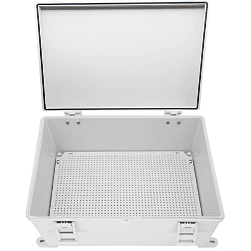 Zulkit Junction Box Abs Plastic Waterproof Ip65 Electrical Boxes Hinged Shell Outdoor Universal Project Enclosure With Mounting Plate And Wall Brackets Grey 15.7X11.8X 7.1Inch (400X300X180 Mm) #TOP18