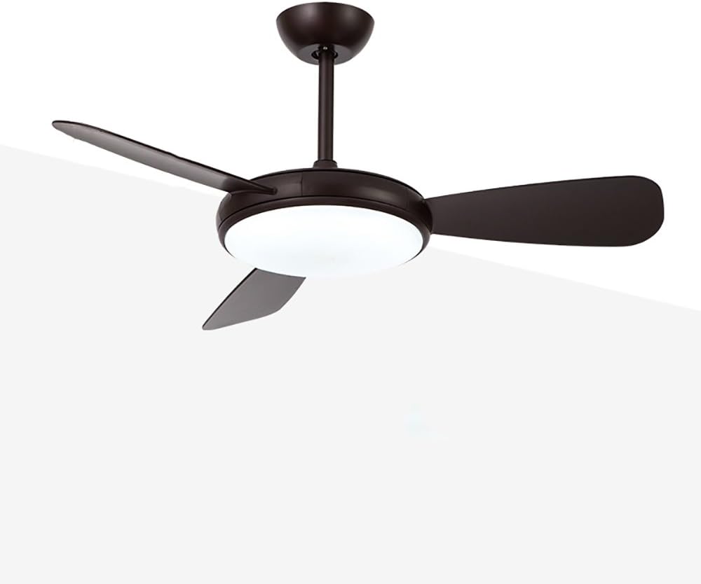 YUEGOO Ceiling Fans with Lamps,Frequency Conversion Led Ceiling Fan Light Nordic Minimalist Home with Light Fan with Remote Control/Coffee D(3 Leaves)
