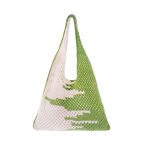 Image of Arcimatto Crochet Tote Bag, Women Summer Aesthetic Mesh Beach Bags, Girls Hobo Bags Y2k Purse Fairy Grunge Accessories