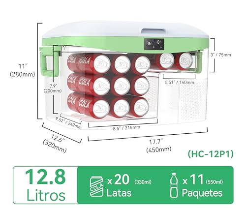 Miniatura 3 de Bingi Nevera Portátil Eléctrica 12.8l,Nevera Y Congelador Compresor Portátil,Refrigerador De Coche 12v 24v,Mini Frigorífico Ca 220v Para Hogar,Conducción,Camping,Viajes,Barco,-18 C A 10 C